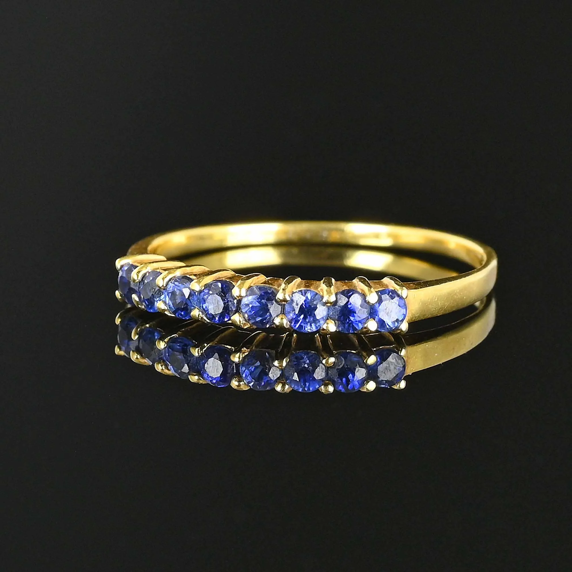 Vintage 14K Gold Sapphire Half Eternity Ring Band