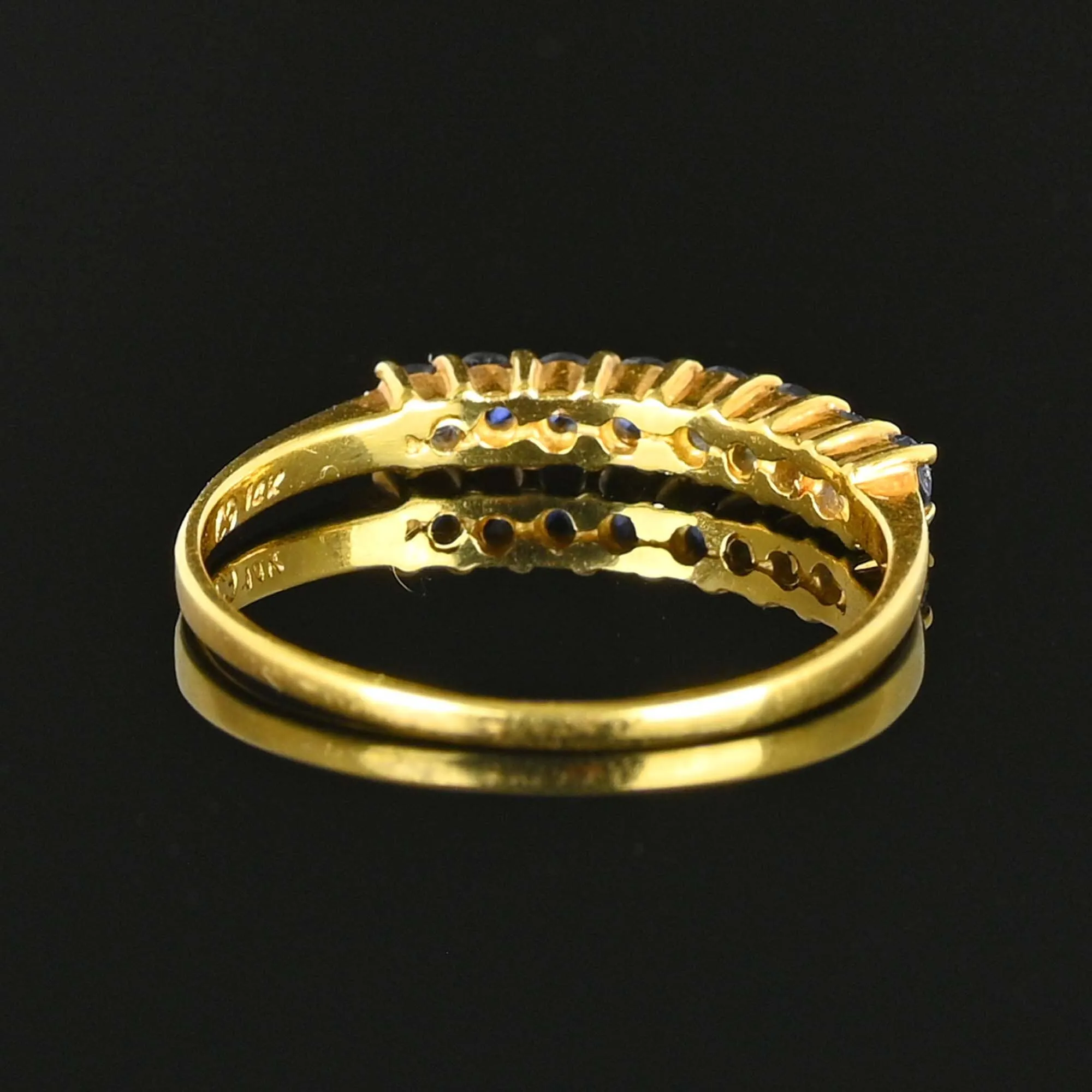 Vintage 14K Gold Sapphire Half Eternity Ring Band