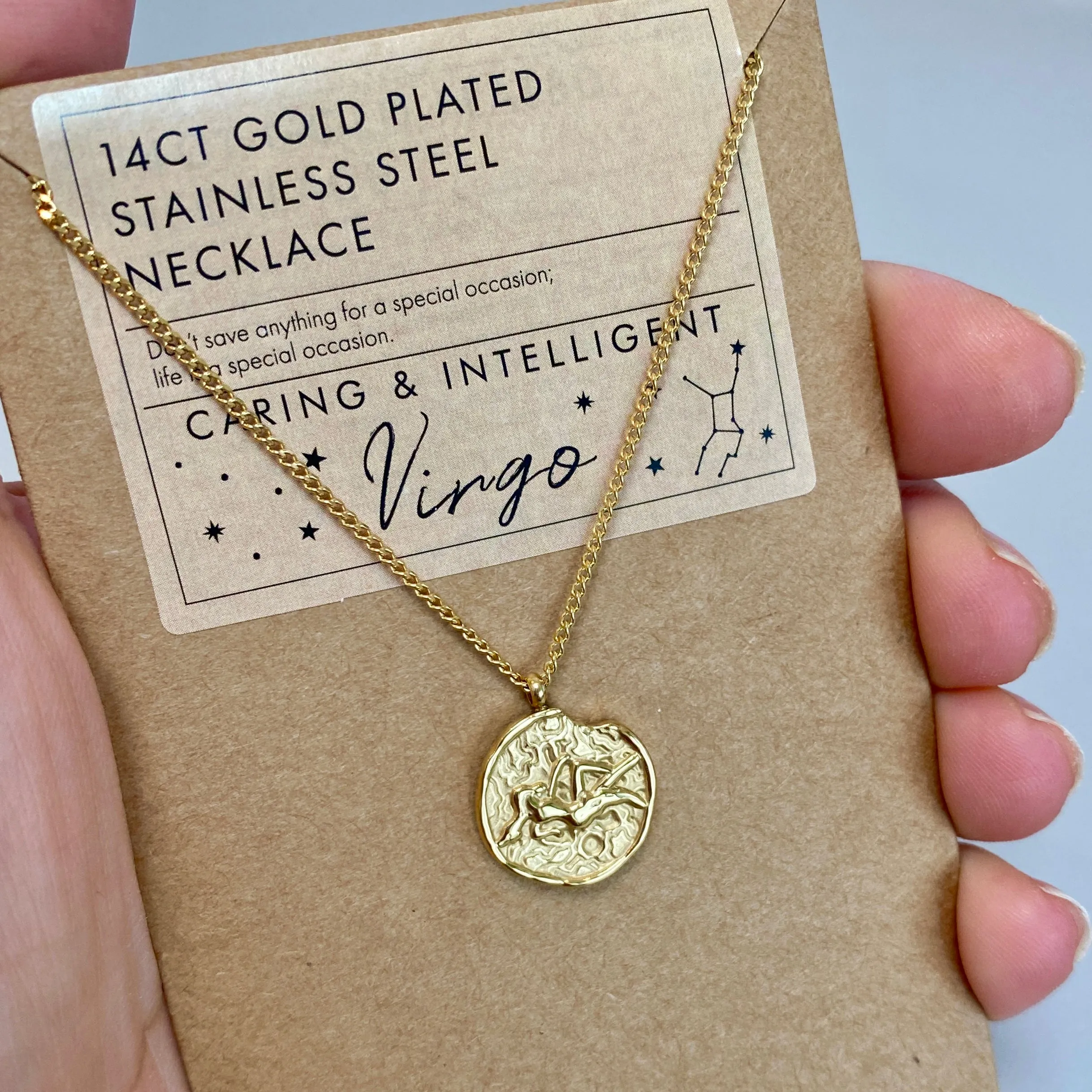 Virgo Zodiac Gold Pendant Necklace