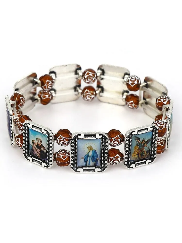 WWJD Catholic Saint Images Bracelet