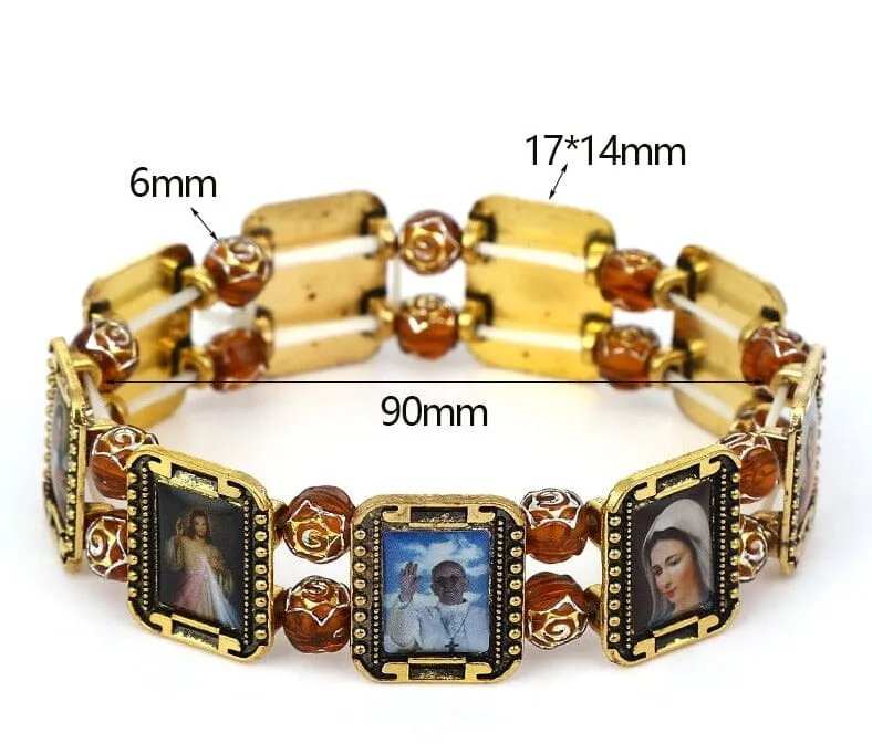 WWJD Catholic Saint Images Bracelet