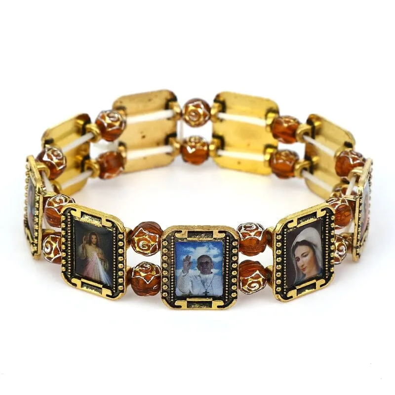 WWJD Catholic Saint Images Bracelet