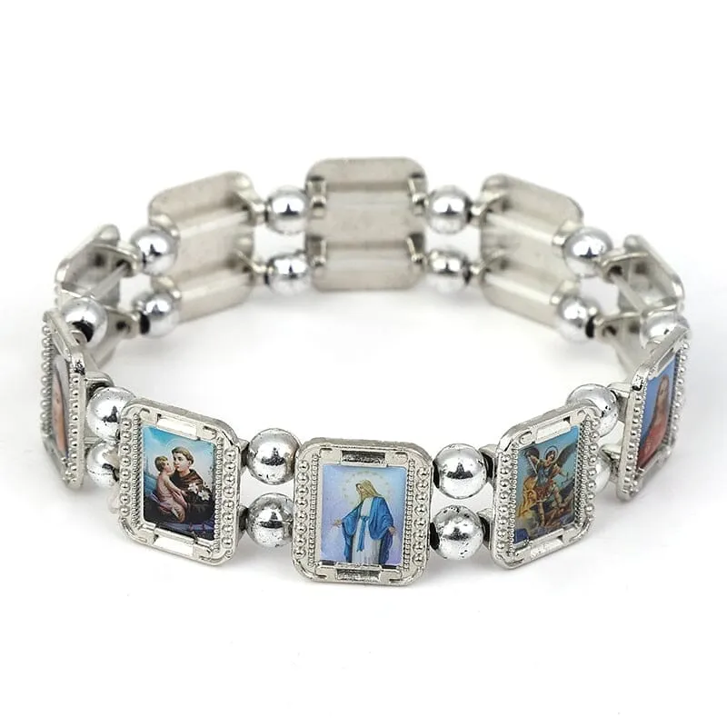 WWJD Catholic Saint Images Bracelet