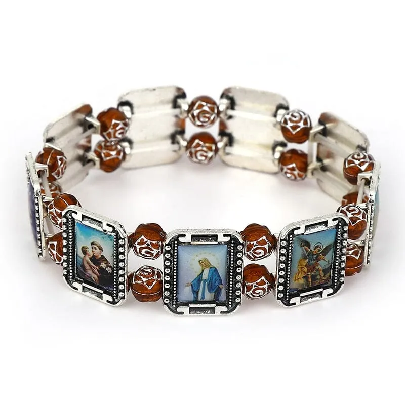 WWJD Catholic Saint Images Bracelet