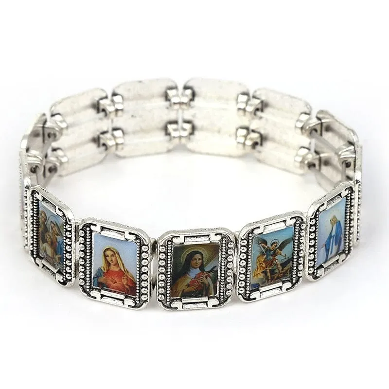 WWJD Catholic Saint Images Bracelet