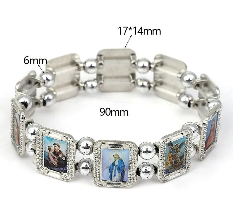 WWJD Catholic Saint Images Bracelet